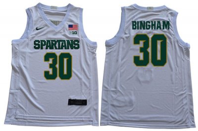 Men Michigan State Spartans NCAA #30 Marcus Bingham White Authentic Nike 2019-20 Stitched College Basketball Jersey QX32O40MJ